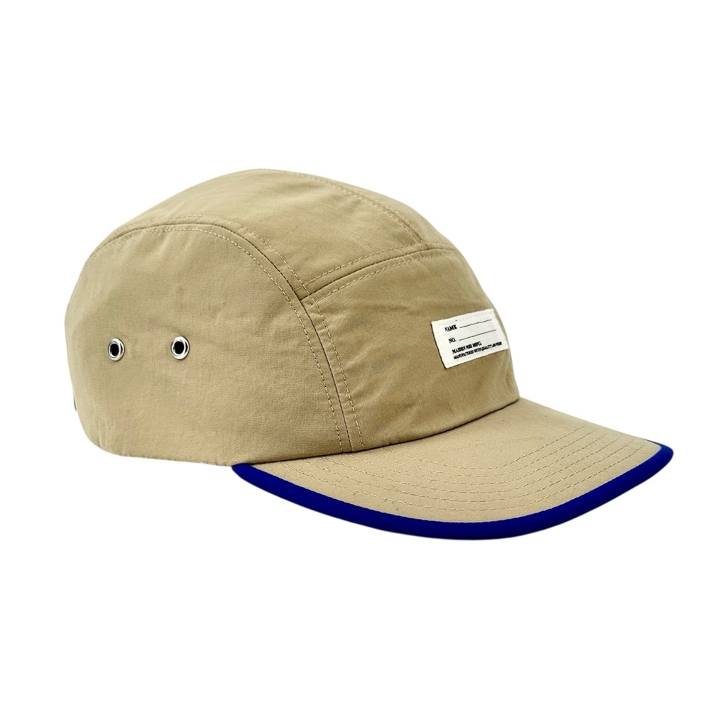 Maiden Noir Tan Beige & Royal Blue Five Panel Adjustable Camp Hat Cap - Picture 2 of 10